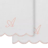 Linum Home Textiles Adornia Pink Scallop Personalized 2-pc. Quick Dry Bath Towel Set