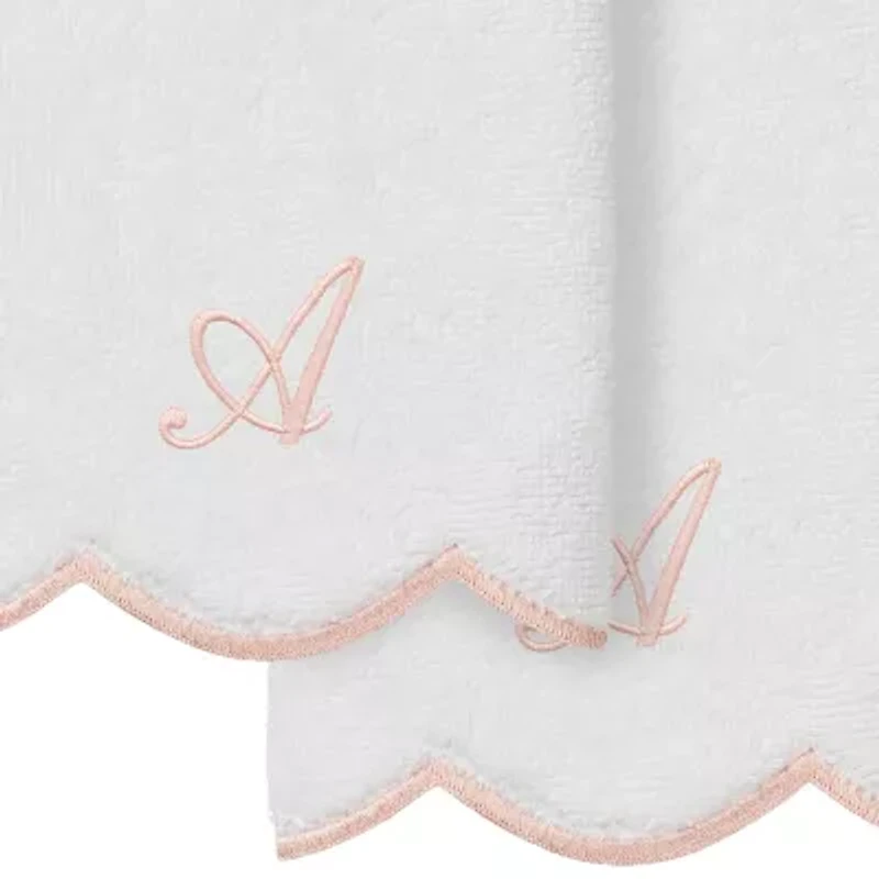 Linum Home Textiles Adornia Scallop Pink Personalized 2-pc. Fingertip Towel