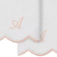 Linum Home Textiles Adornia Scallop Pink Personalized 2-pc. Fingertip Towel