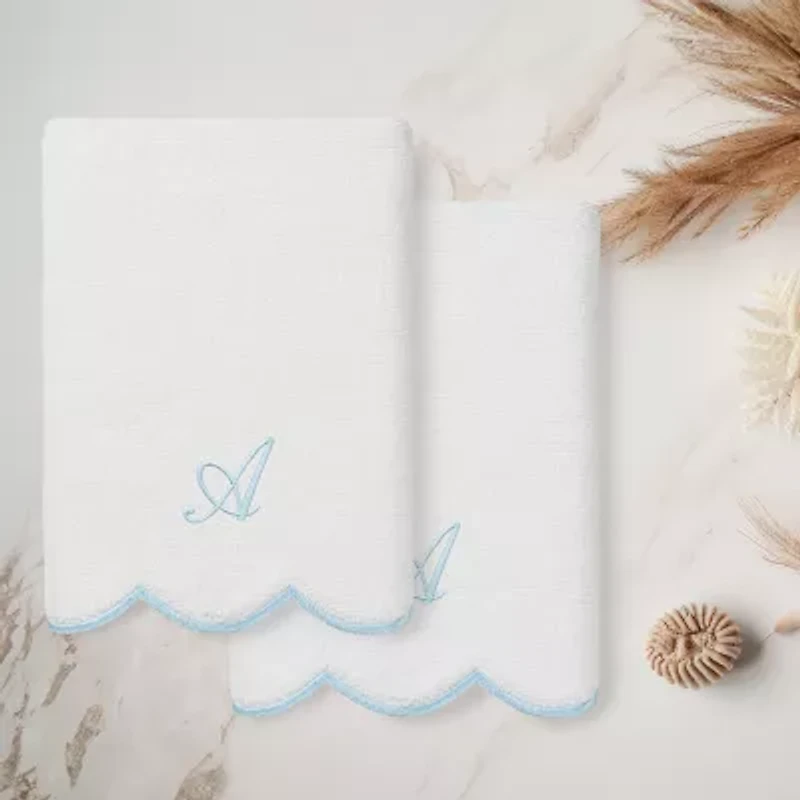 Linum Home Textiles Adornia Scallop Personalized 2-pc. Hand Towel