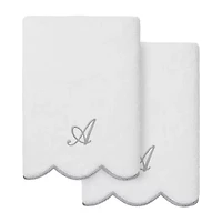 Linum Home Textiles Adornia Scallop Personalized 2-pc. Hand Towel