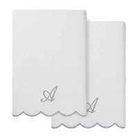 Linum Home Textiles Adornia Scallop Gray Personalized 2-pc. Quick Dry Bath Towel Set