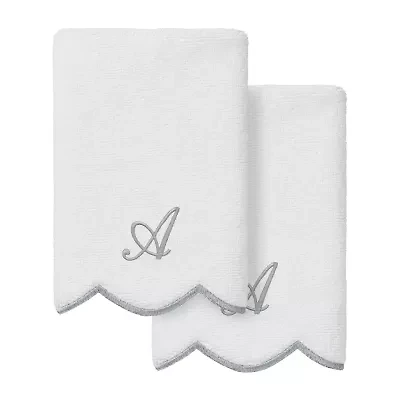 Linum Home Textiles Adornia Scallop Personalized 2-pc. Fingertip Towel