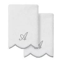 Linum Home Textiles Adornia Scallop Personalized 2-pc. Fingertip Towel