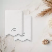 Linum Home Textiles Adornia Scallop Personalized 2-pc. Fingertip Towel