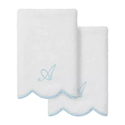 Linum Home Textiles Adornia Scallop Personalized 2-pc. Fingertip Towel