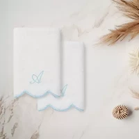 Linum Home Textiles Adornia Scallop Personalized 2-pc. Fingertip Towel