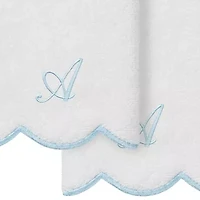 Linum Home Textiles Adornia Scallop Personalized 2-pc. Fingertip Towel