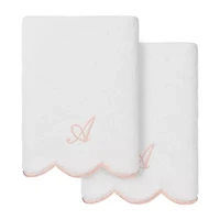 Linum Home Textiles Adornia Pink Scallop Personalized 2-pc. Hand Towel