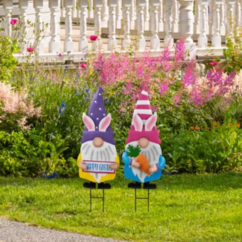 Northlight 27" Happy Gnomes Outdoor Garden Stakes Easter Yard Art