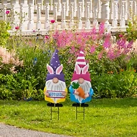 Northlight 27" Happy Gnomes Outdoor Garden Stakes Easter Yard Art
