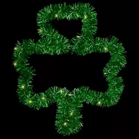 Northlight 25" Led Lighted Tinsel Shamrock Window Battery Operated St. Patricks Day Indoor Garland