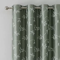Max Blackout Mystique Grommet Top Embroidered 100% Single Curtain Panel