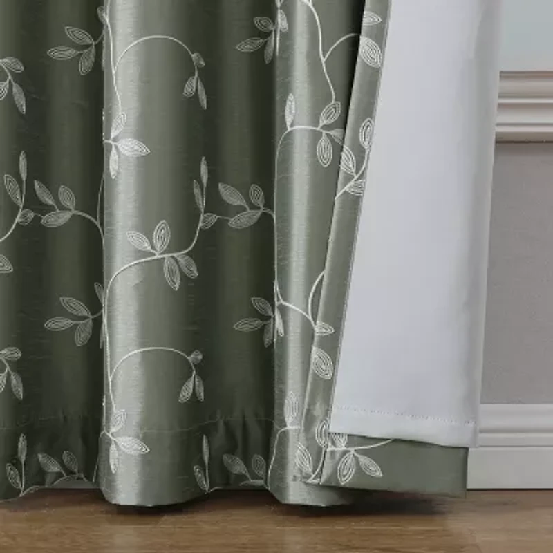 Max Blackout Mystique Grommet Top Embroidered 100% Single Curtain Panel