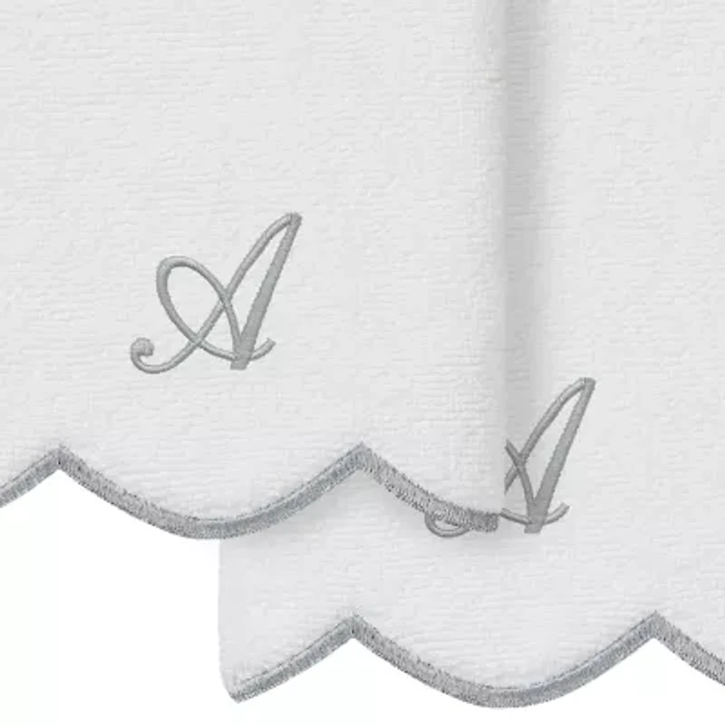Linum Home Textiles Adornia Scallop Personalized 2-pc. Fingertip Towel