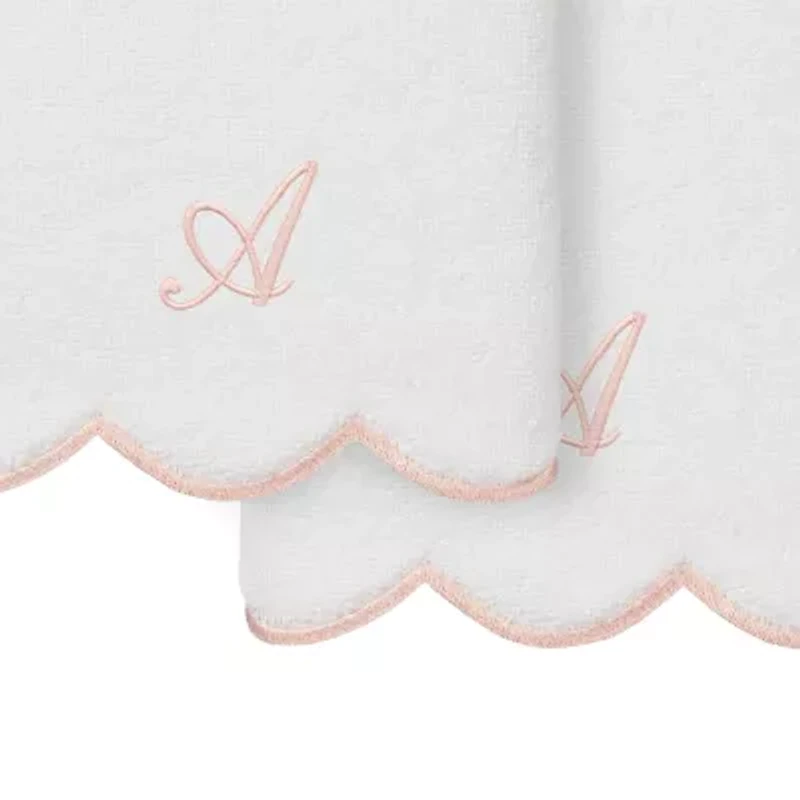 Linum Home Textiles Adornia Pink Scallop Personalized 2-pc. Hand Towel