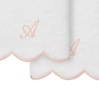 Linum Home Textiles Adornia Pink Scallop Personalized 2-pc. Hand Towel