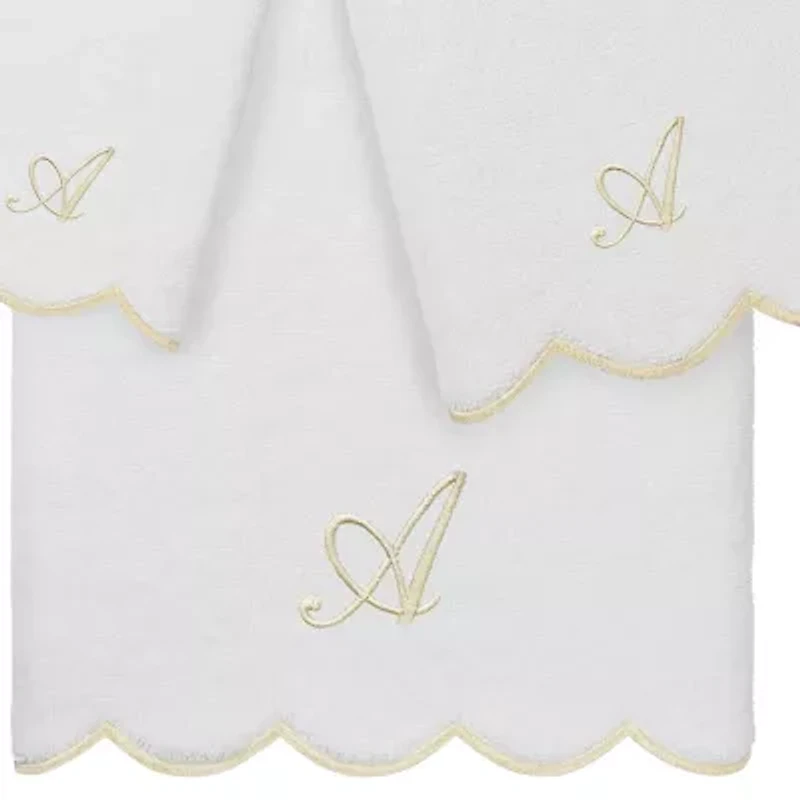 Linum Home Textiles Adornia Scallop Beige Personalized 3-pc. Quick Dry Bath Towel Set