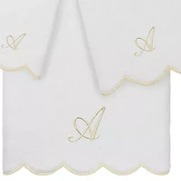 Linum Home Textiles Adornia Scallop Beige Personalized 3-pc. Quick Dry Bath Towel Set