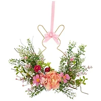 Northlight 16" Pink Bunny And Peony Mixed Floral Hanging Decor