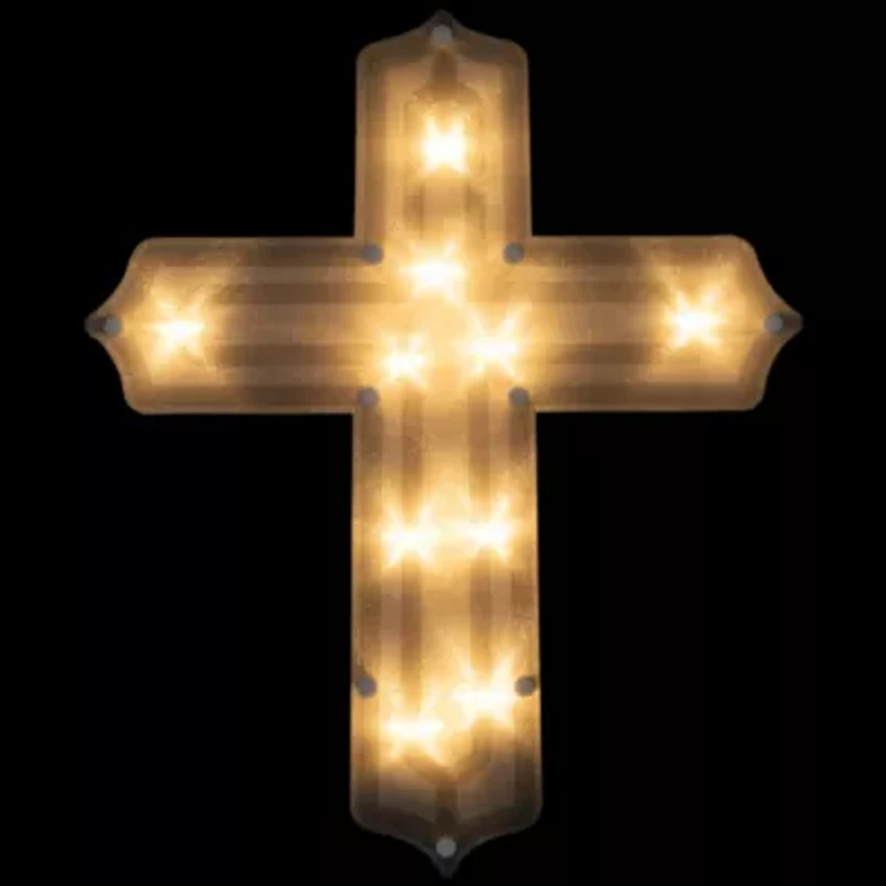 Northlight 14" Lighted Cross Window Easter Window Decor