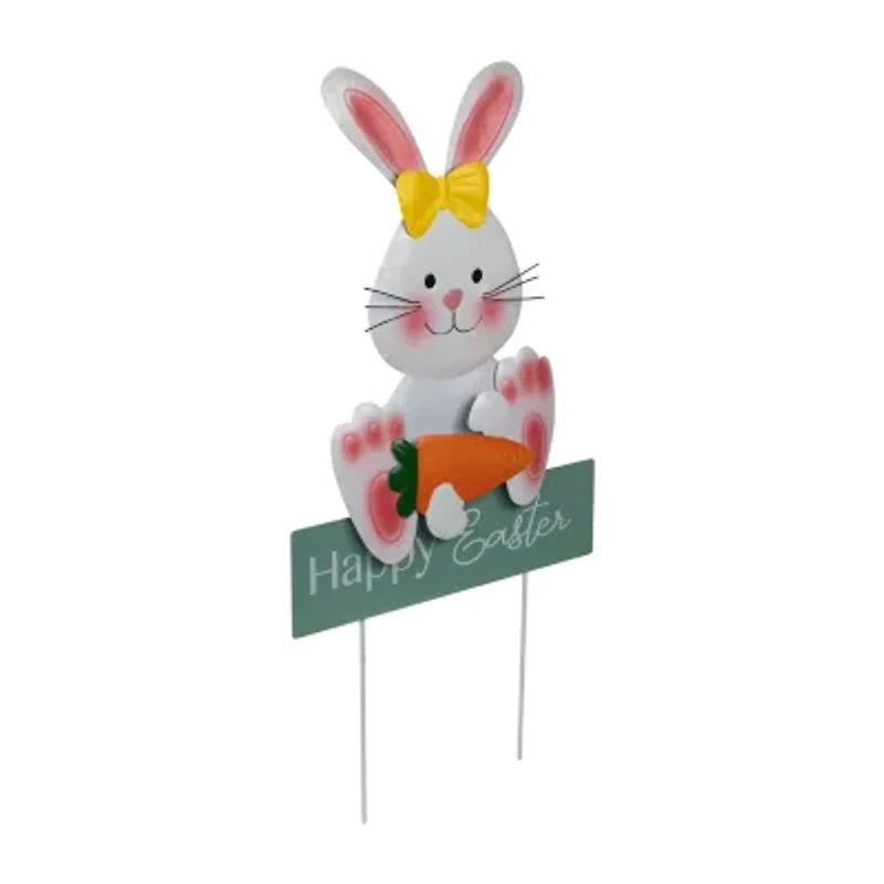 Northlight 19" Bunny With Carrot Happy Outdoor Easter Yard Art