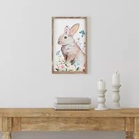 Northlight 12" Bunny With Flowers Framed Wall Sign