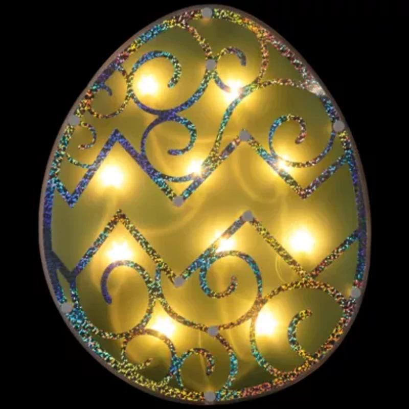 Northlight 12" Green Lighted Egg Easter Window Decor