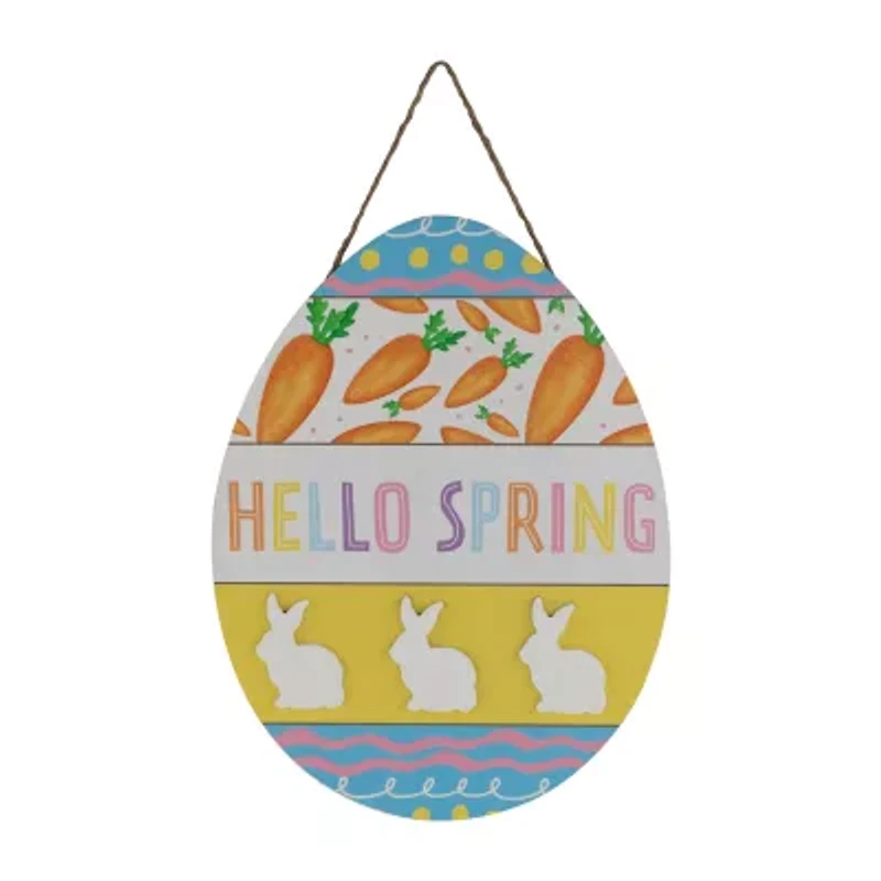 Northlight 16" Hello Spring Egg Wooden Wall Sign