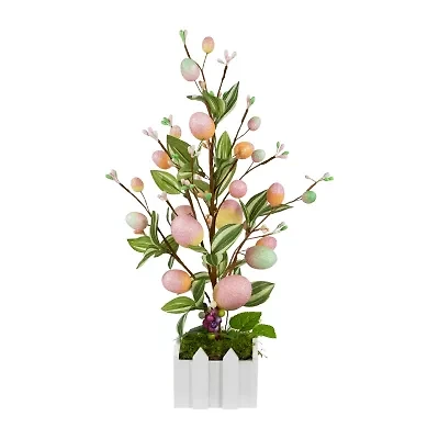 Northlight 18" Pink Artificial With Easter Eggs Indoor Artificial Tree