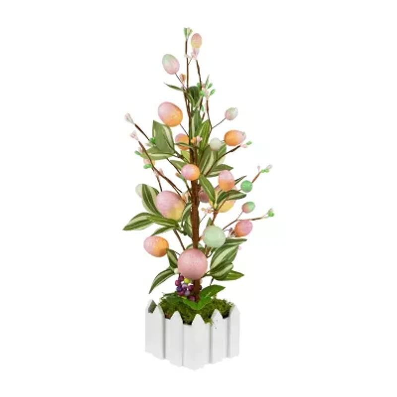 Northlight 18" Pink Artificial With Easter Eggs Indoor Artificial Tree