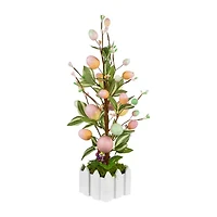 Northlight 18" Pink Artificial With Easter Eggs Indoor Artificial Tree