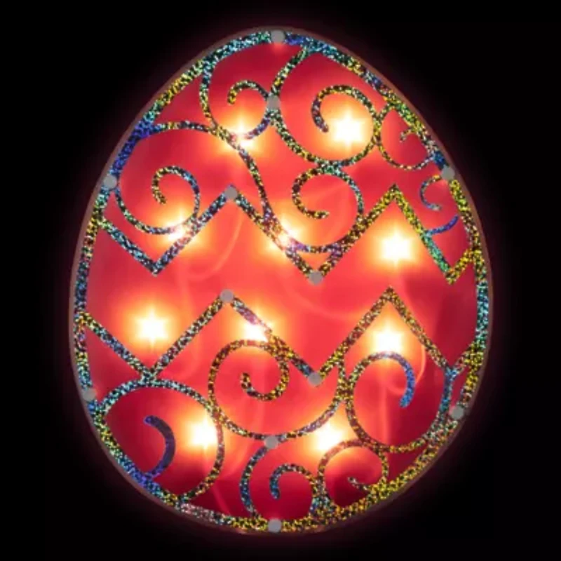 Northlight 12" Pink Lighted Egg Easter Window Decor