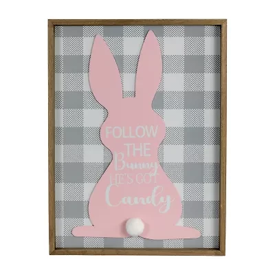 Northlight 16" Framed Follow The Bunny He'S Got Candy Wall Sign