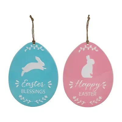 Northlight 10" Blue And Pink Egg Metal Wall Sign