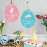 Northlight 10" Blue And Pink Egg Metal Wall Sign