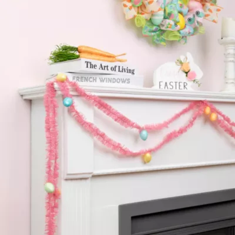 Northlight 25ft Pink Tinsel  With Eggs Easter Indoor Outdoor Garland
