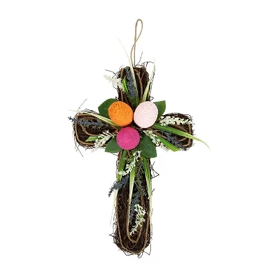 Northlight 13" Twig Cross  With Eggs Hanging Decor