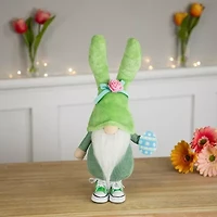 Northlight 15" Green And White Gnome With Bunny Ears Easter Gnome