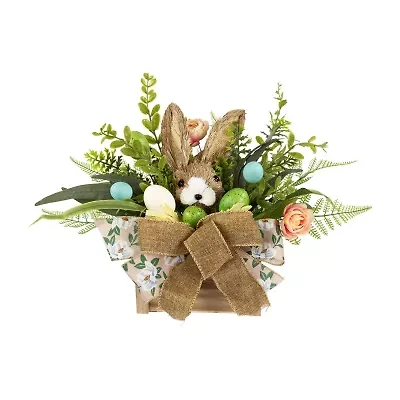 Northlight 12" Boxed Floral Arrangement With Bunny Floral Arrangement
