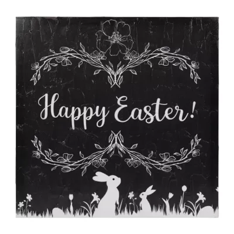 Northlight 18" Black And White Happy Bunnies Canvas Art