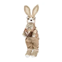 Northlight 16" Beige Rustic Boy Rabbit With Book Easter Figurine