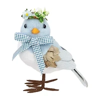 Northlight 7" Plush Bluebird With Gingham Bow Easter Figurine