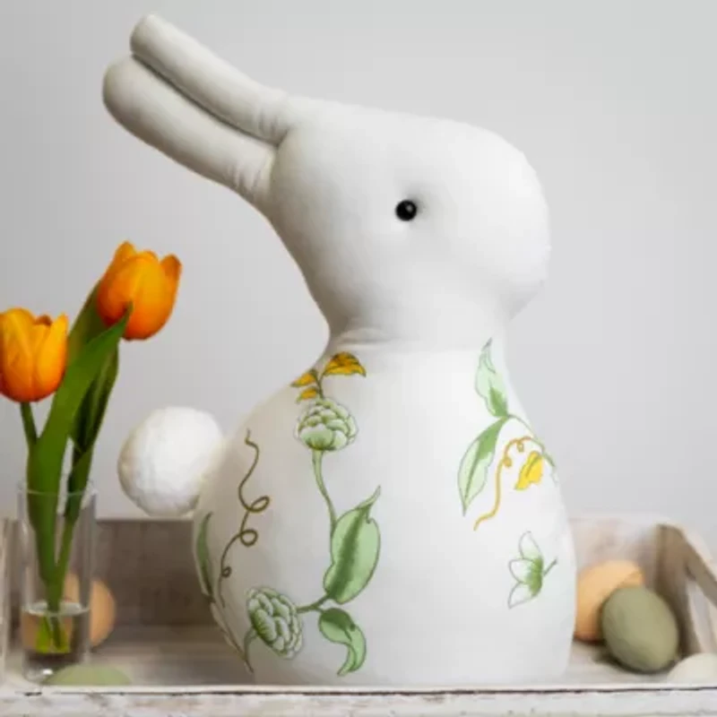 Northlight 14" Plush Soft Floral Rabbit Spring Easter Figurine