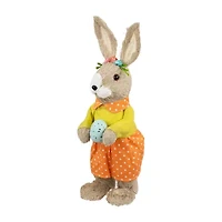 Northlight 15" Orange And Green Standing Girl Rabbit With Egg Easter Figurine