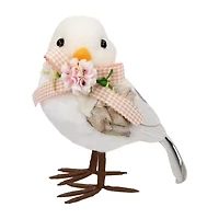 Northlight 7" Beige Plush Bird With Gingham Bow Easter Figurine