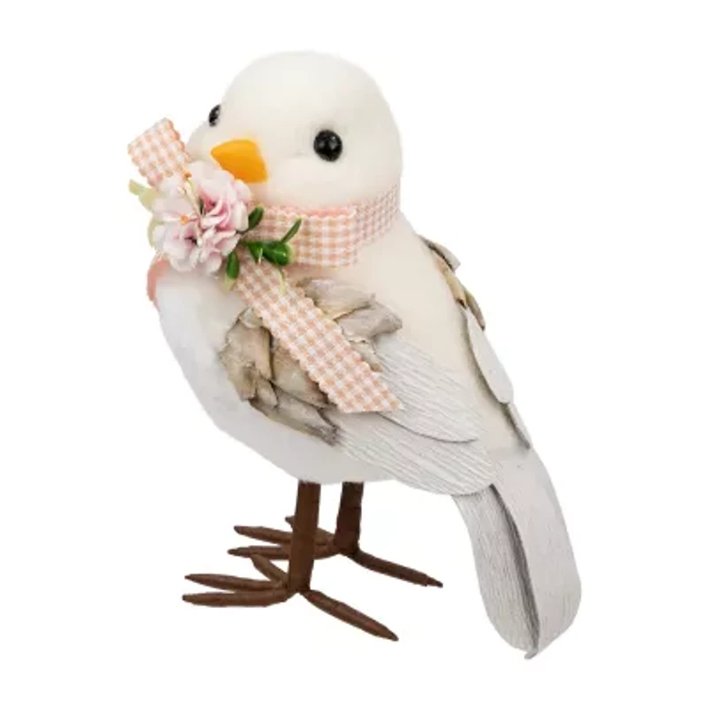 Northlight 7" Beige Plush Bird With Gingham Bow Easter Figurine