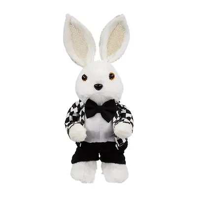 Northlight 10" Boy Rabbit In Checkered Jacket Easter Figurine