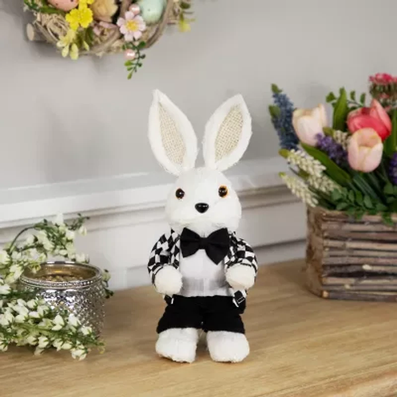 Northlight 10" Boy Rabbit In Checkered Jacket Easter Figurine