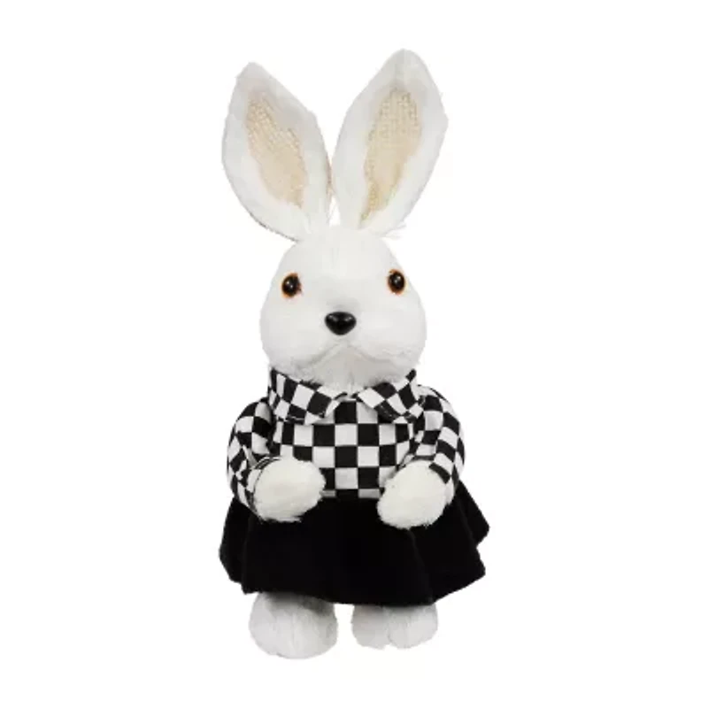 Northlight 10" Girl Rabbit In Checkered Dress Easter Figurine